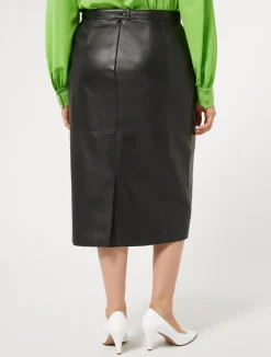 New Marina Rinaldi Leather skirt BLACK