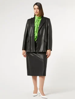 New Marina Rinaldi Leather skirt BLACK