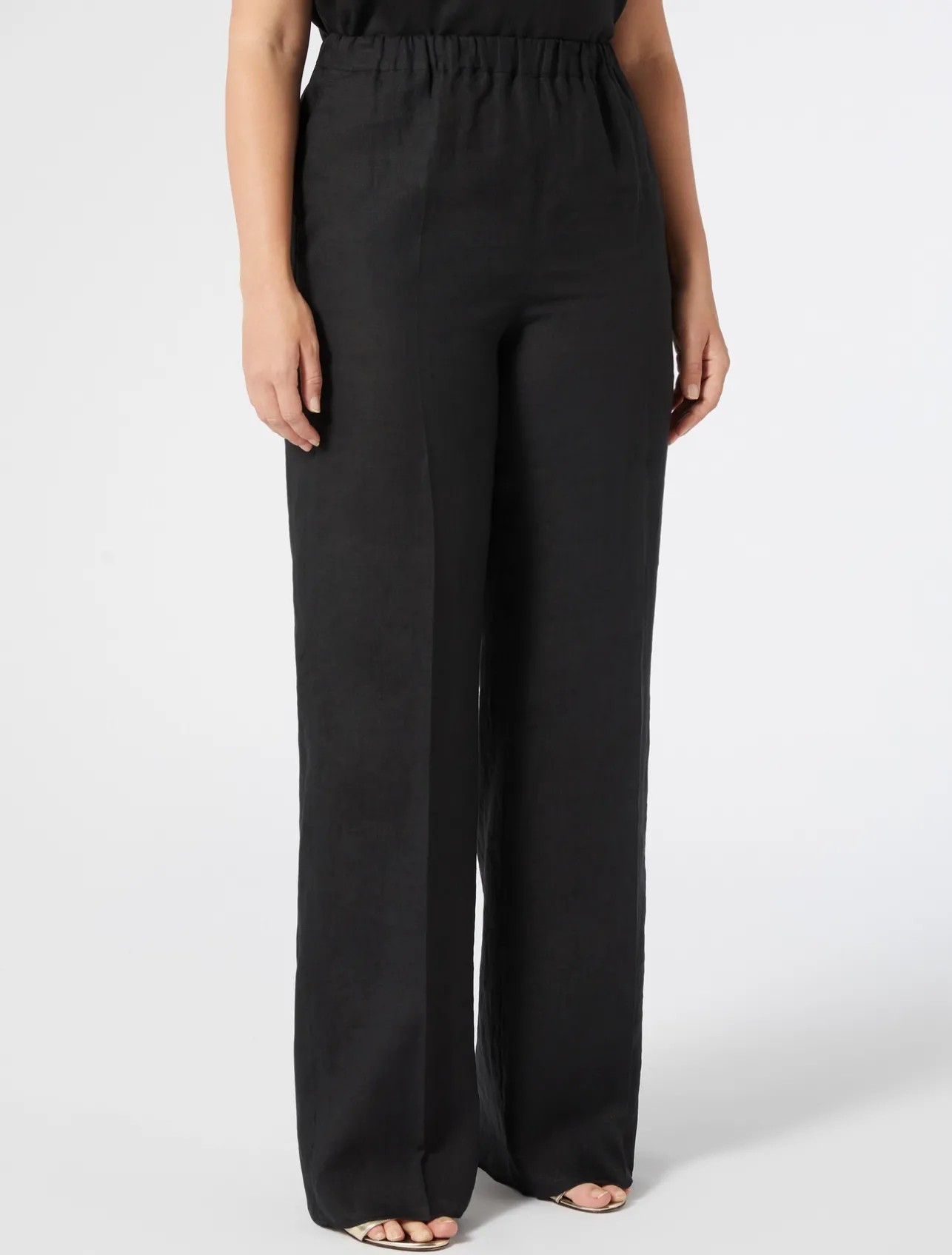 Best Marina Rinaldi Linen canvas trousers BLACK