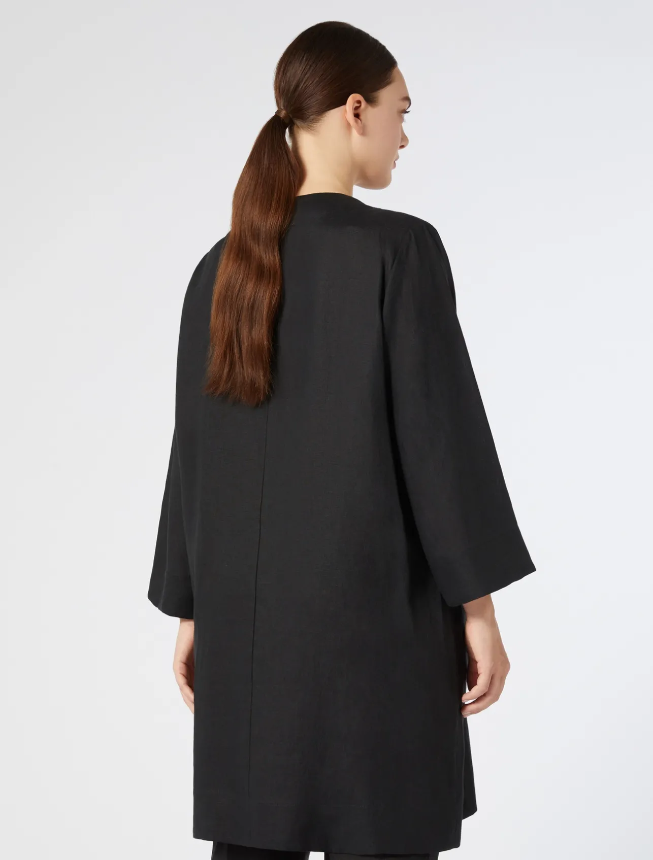 Fashion Marina Rinaldi Linen duster coat BLACK