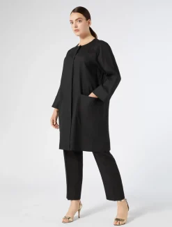 Fashion Marina Rinaldi Linen duster coat BLACK