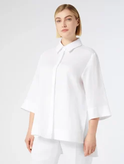 Online Marina Rinaldi Linen tunic OPTICALWHITE