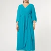 Hot Marina Rinaldi Long crepe de chine dress TURQUOISE