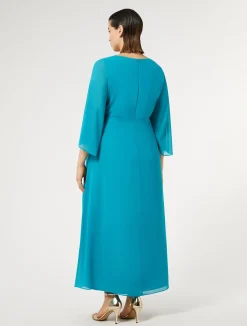 Hot Marina Rinaldi Long crepe de chine dress TURQUOISE