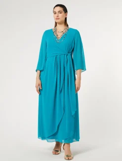 Hot Marina Rinaldi Long crepe de chine dress TURQUOISE