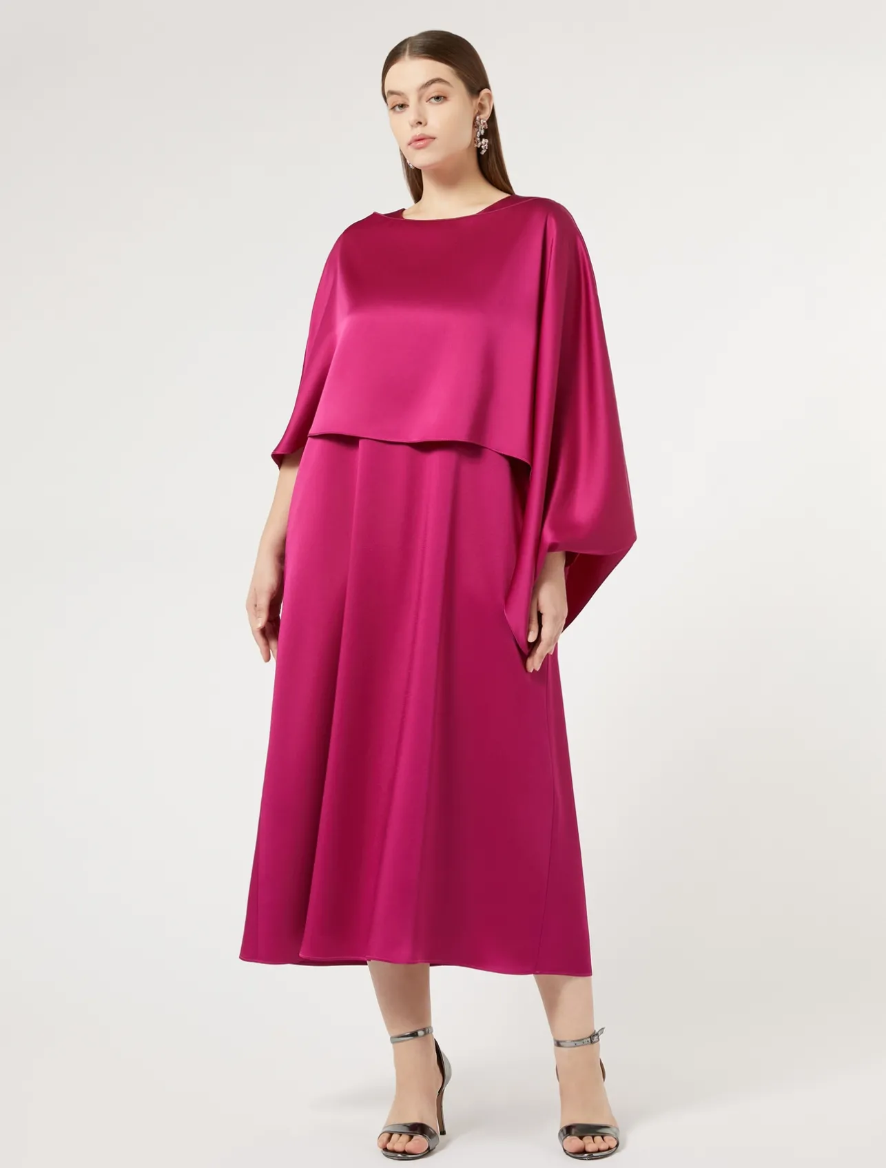 Clearance Marina Rinaldi Long crepe envers satin dress RASPBERRY