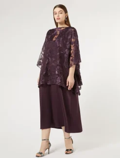 Discount Marina Rinaldi Long crepe envers satin dress BORDEAUX