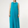 Outlet Marina Rinaldi Long crepe georgette dress TURQUOISE