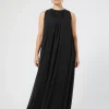 Clearance Marina Rinaldi Long crepe georgette dress BLACK