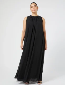 Clearance Marina Rinaldi Long crepe georgette dress BLACK