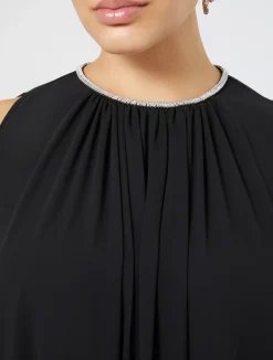 Clearance Marina Rinaldi Long crepe georgette dress BLACK