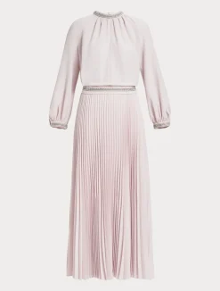 Clearance Marina Rinaldi Long crêpe dress with embroidery PINK