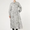 Outlet Marina Rinaldi Long dress in printed poplin OPTICALWHITE