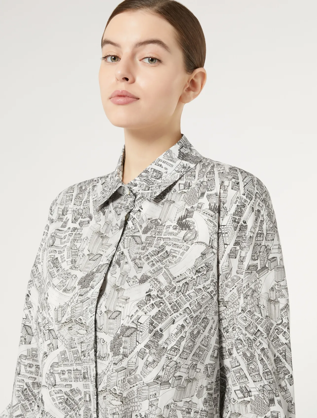Outlet Marina Rinaldi Long dress in printed poplin OPTICALWHITE