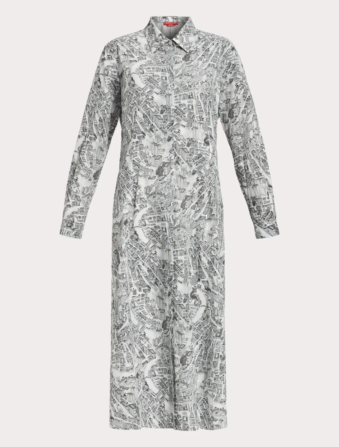 Outlet Marina Rinaldi Long dress in printed poplin OPTICALWHITE