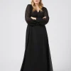 New Marina Rinaldi Long georgette crêpe dress BLACK