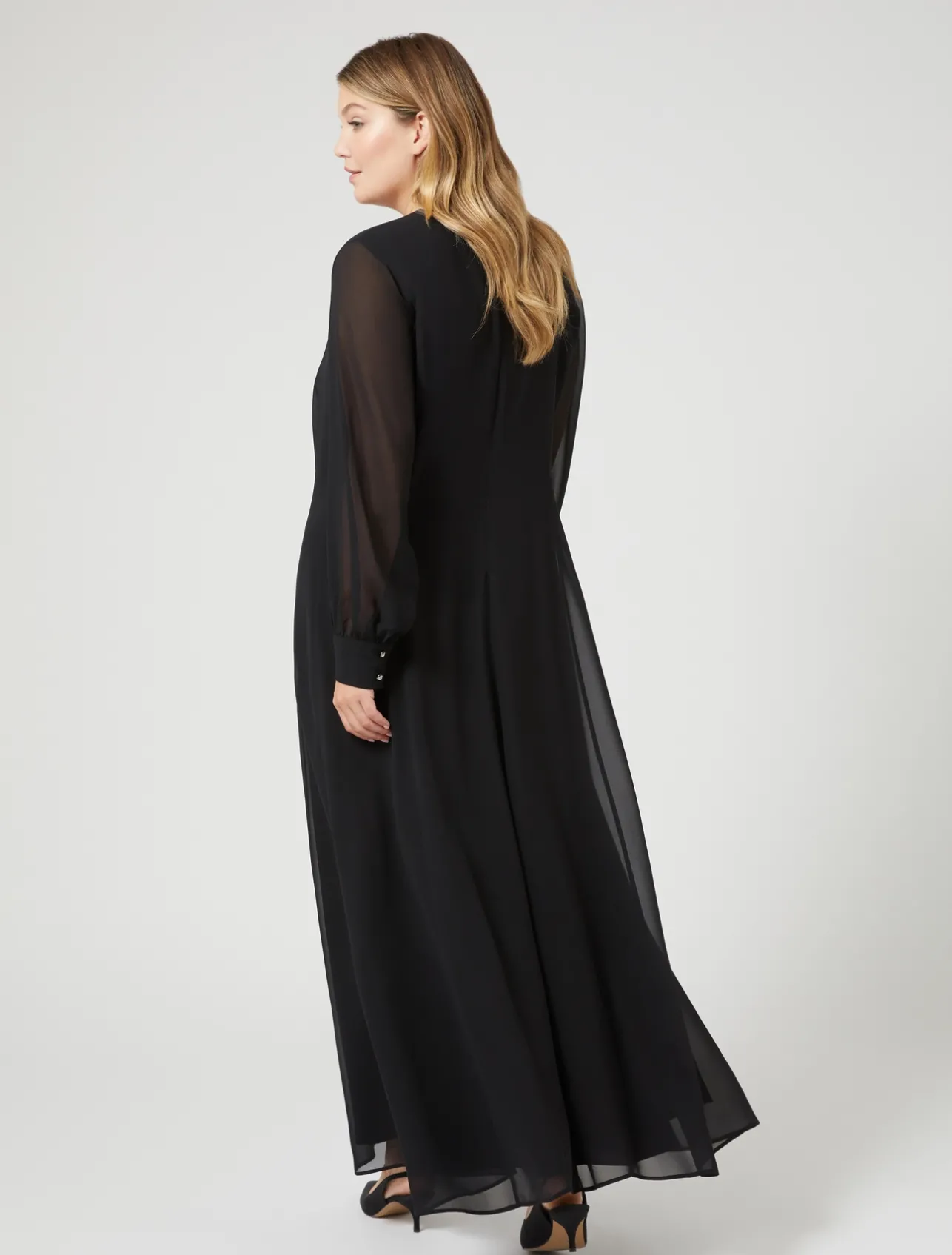 New Marina Rinaldi Long georgette crêpe dress BLACK