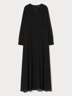 New Marina Rinaldi Long georgette crêpe dress BLACK