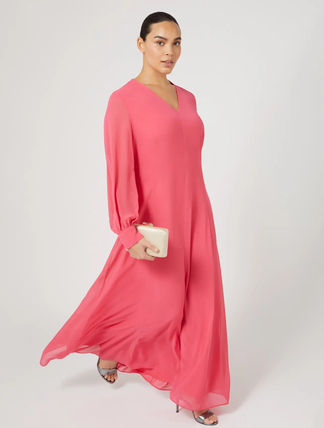 Clearance Marina Rinaldi Long georgette crêpe dress RED