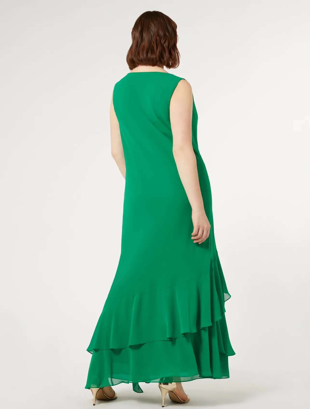 Fashion Marina Rinaldi Long georgette dress GREEN