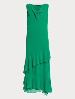 Fashion Marina Rinaldi Long georgette dress GREEN