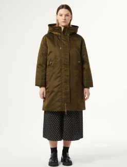 Fashion Marina Rinaldi Long padded twill parka OLIVEGREEN