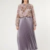 Hot Marina Rinaldi Long pleated satin skirt LAVENDER