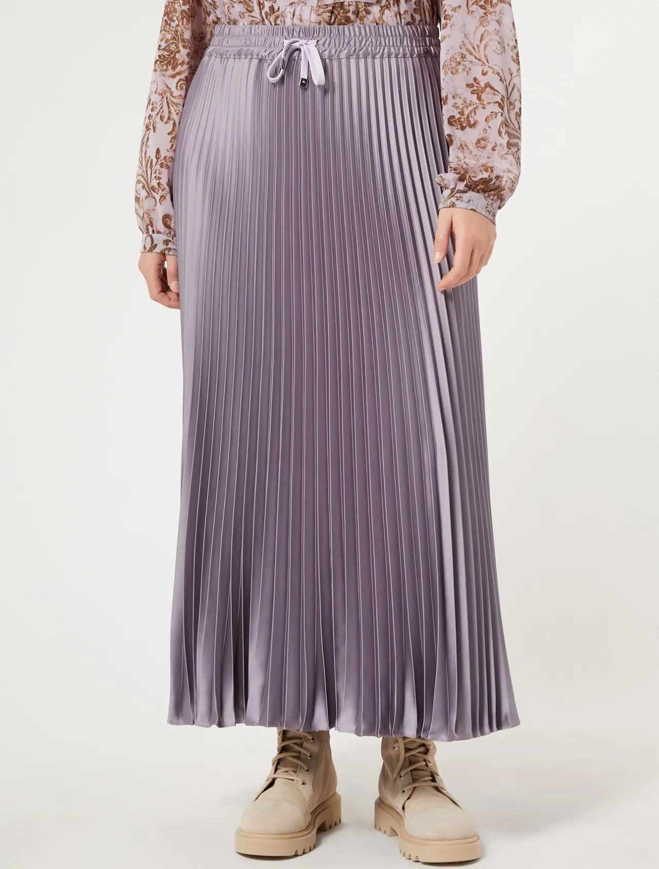 Hot Marina Rinaldi Long pleated satin skirt LAVENDER