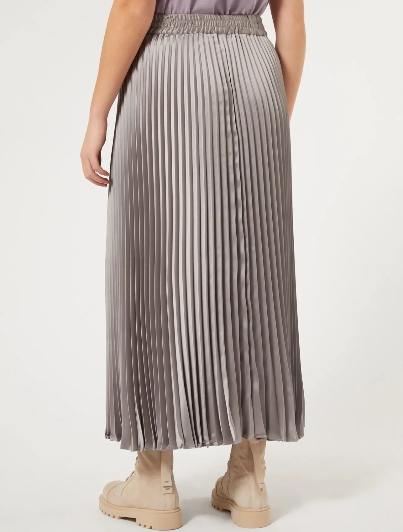 Clearance Marina Rinaldi Long pleated satin skirt TURTLEDOVE