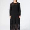 New Marina Rinaldi Long ribbbed viscose dress BLACK