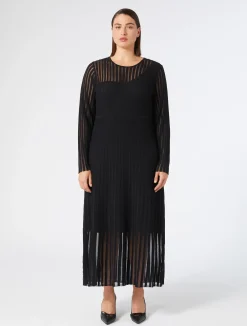 New Marina Rinaldi Long ribbbed viscose dress BLACK