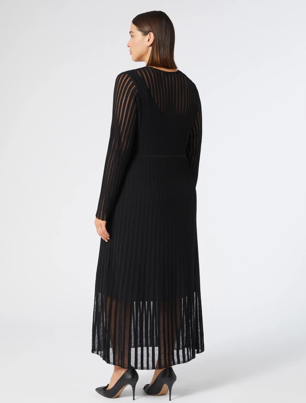 New Marina Rinaldi Long ribbbed viscose dress BLACK