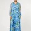 Outlet Marina Rinaldi Long silk georgette dress LIGHTBLUE