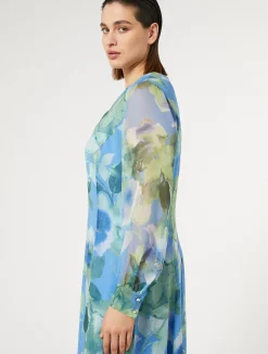 Outlet Marina Rinaldi Long silk georgette dress LIGHTBLUE