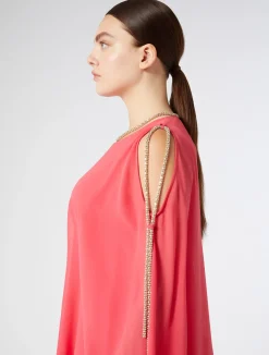 Clearance Marina Rinaldi Long silk georgette dress PINK