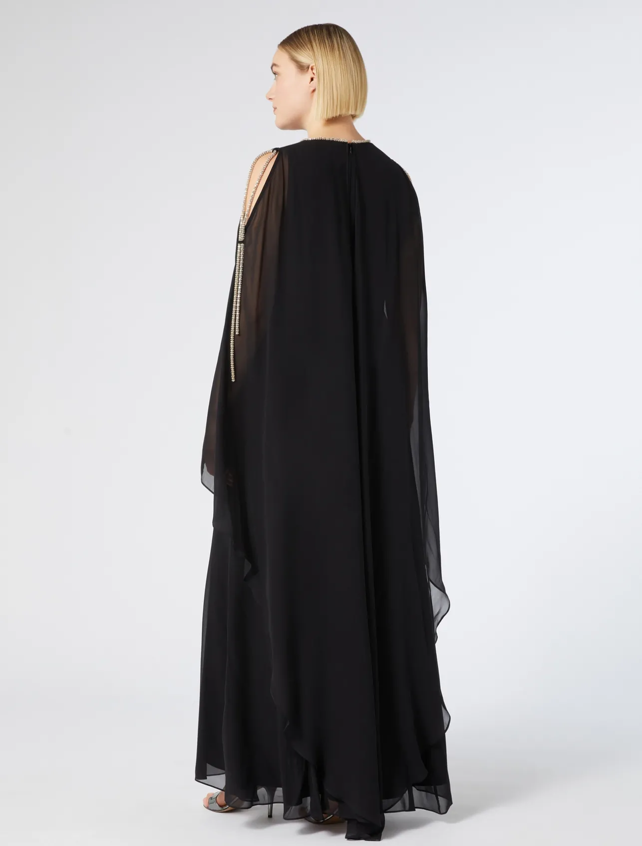 Outlet Marina Rinaldi Long silk georgette dress BLACK