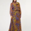 Fashion Marina Rinaldi Long silk georgette skirt GOLD