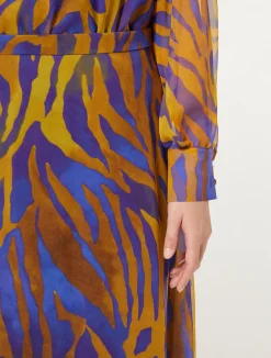 Fashion Marina Rinaldi Long silk georgette skirt GOLD