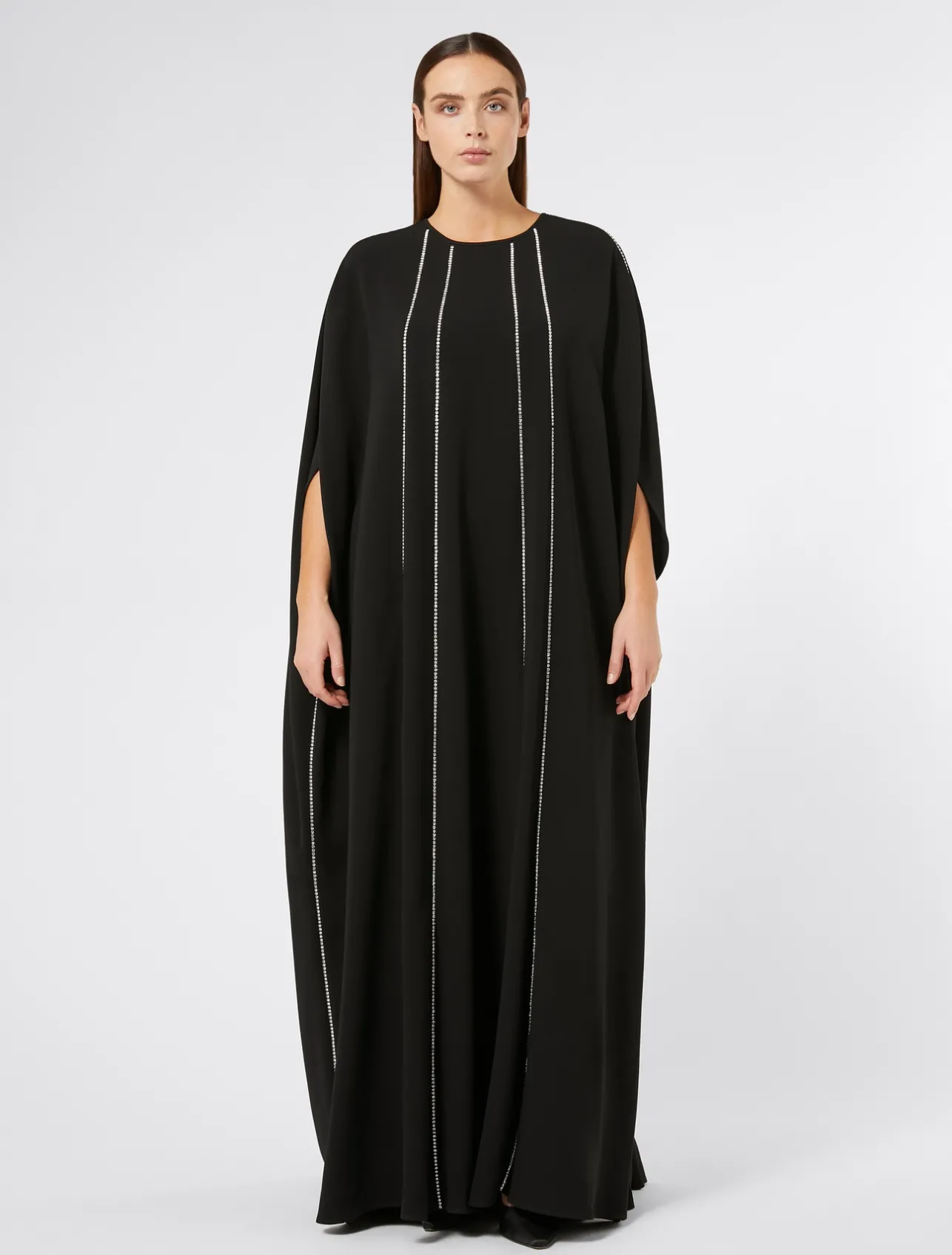 Fashion Marina Rinaldi Long triacetate cady dress BLACK