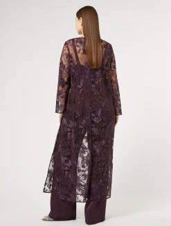 Clearance Marina Rinaldi Long tulle tunic with embroidery BORDEAUX