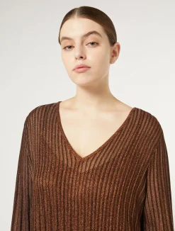 Fashion Marina Rinaldi Long viscose dress CARAMEL