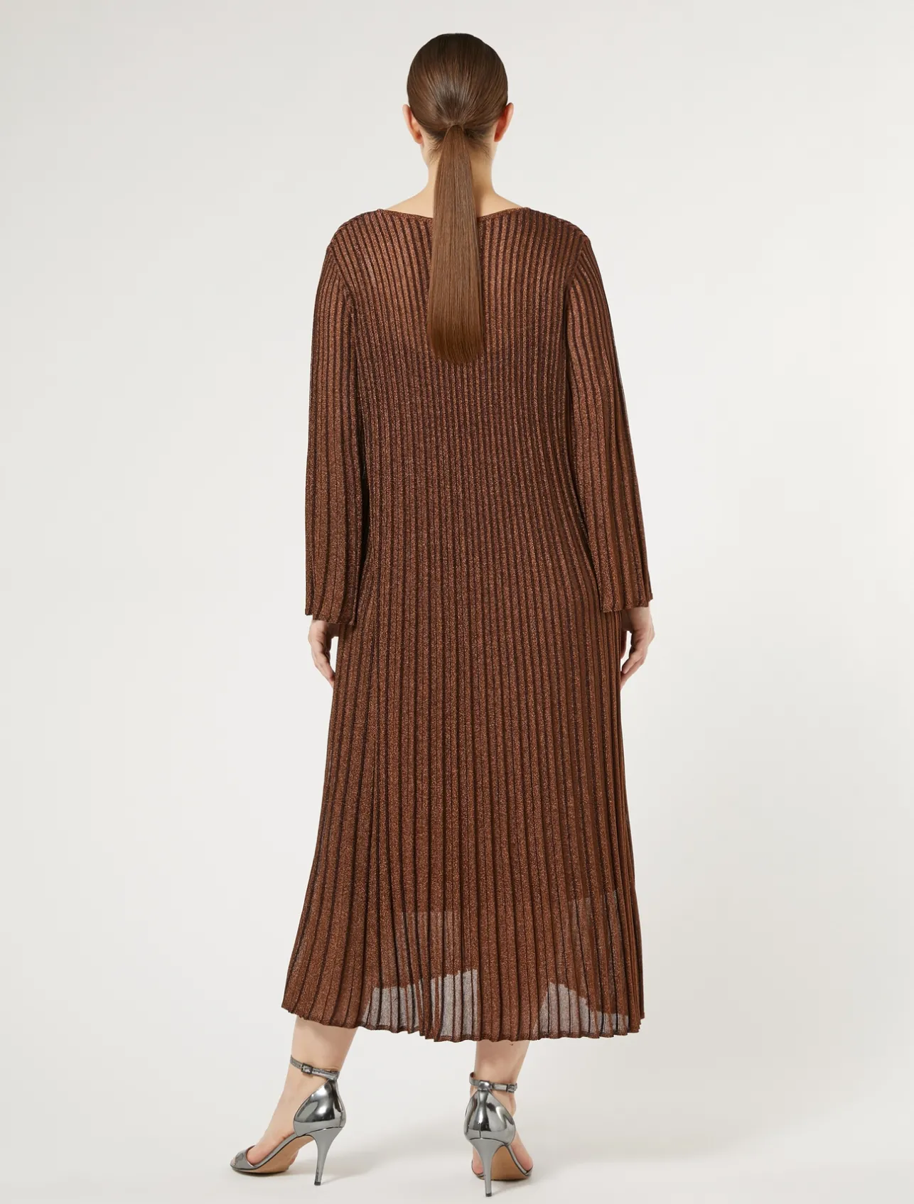Fashion Marina Rinaldi Long viscose dress CARAMEL
