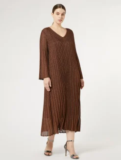 Fashion Marina Rinaldi Long viscose dress CARAMEL