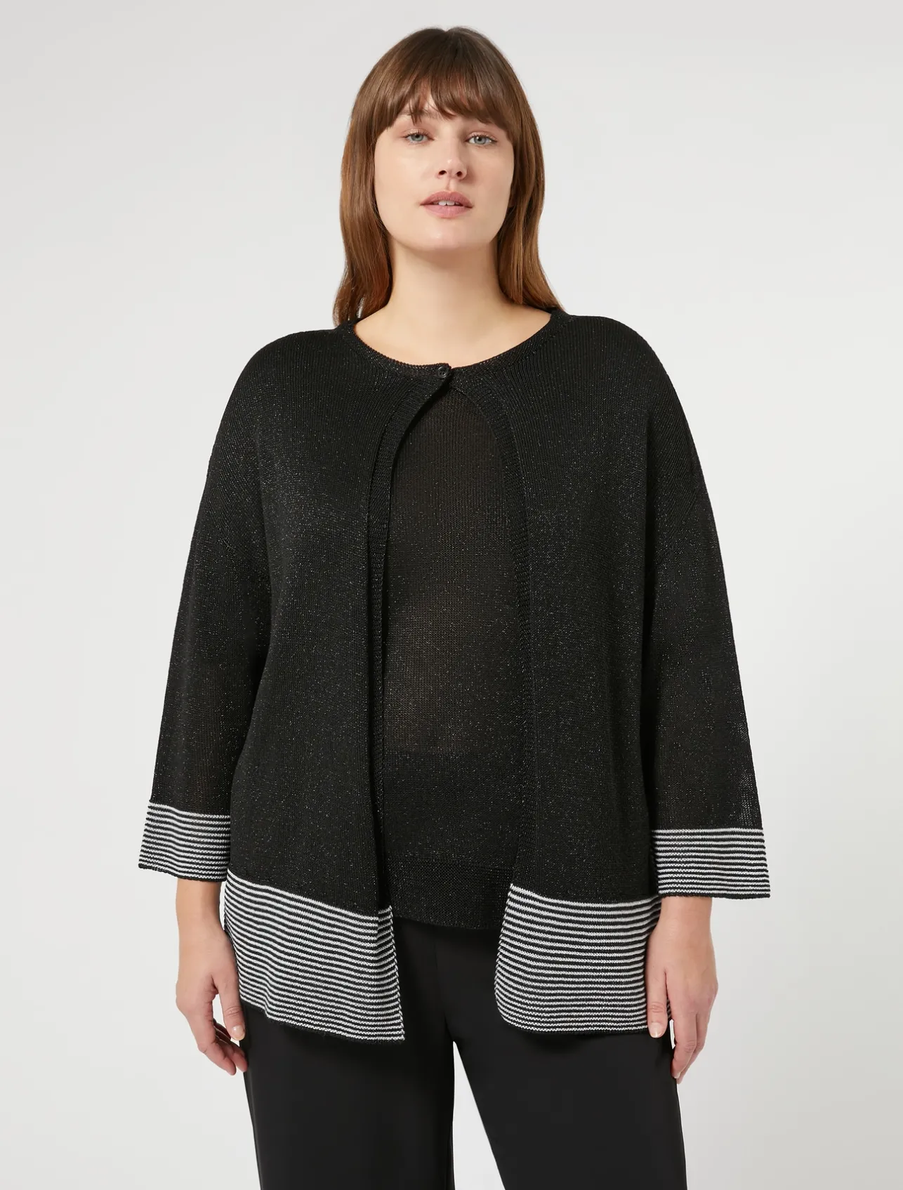 Sale Marina Rinaldi Lurex viscose cardigan BLACK