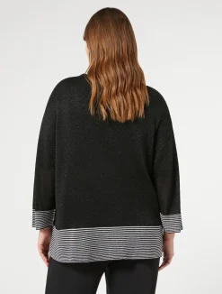 Sale Marina Rinaldi Lurex viscose cardigan BLACK