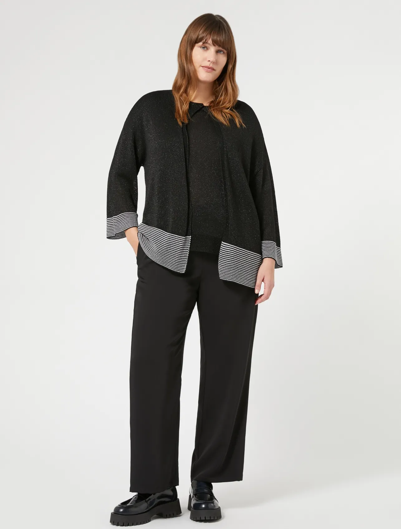 Sale Marina Rinaldi Lurex viscose cardigan BLACK