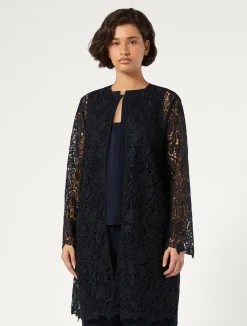 Best Marina Rinaldi Macramé duster coat MIDNIGHTBLUE