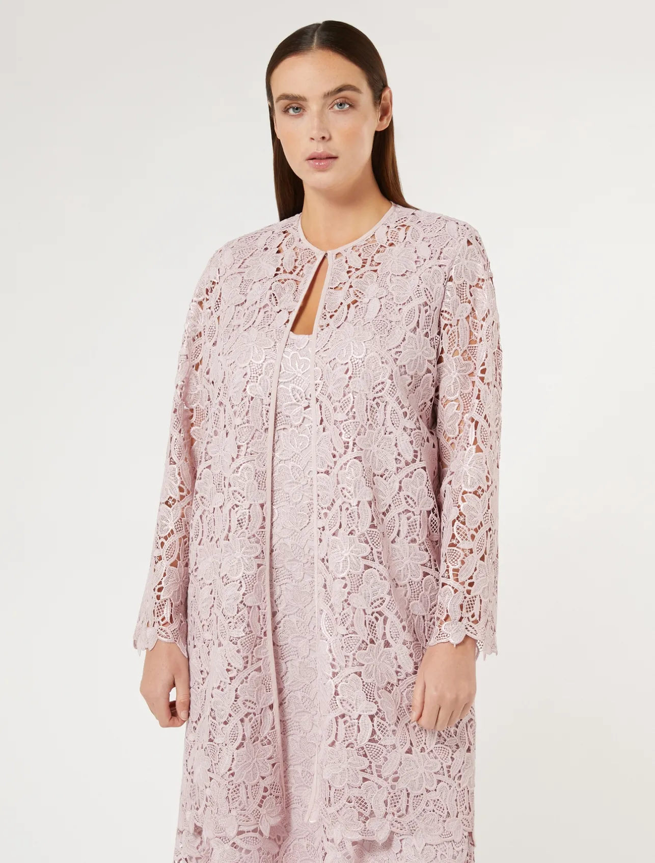 Discount Marina Rinaldi Macramé duster coat PINK