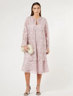 Discount Marina Rinaldi Macramé duster coat PINK