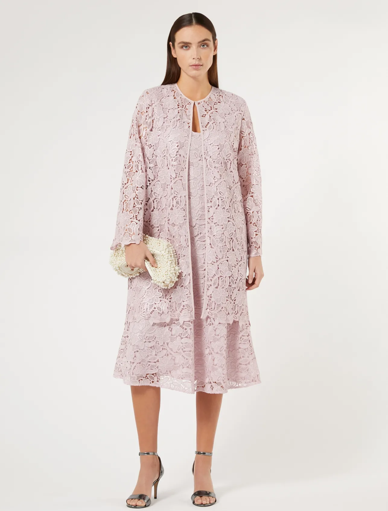 Discount Marina Rinaldi Macramé duster coat PINK
